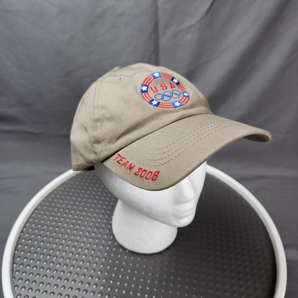 United States Olympic Team Hat Cap Strap Back Mens Khaki Olympics 2008 Dad Cap